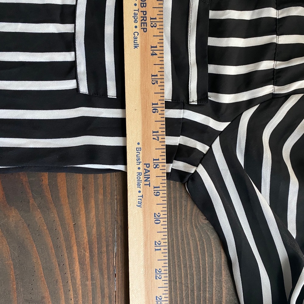 Express The Portofino Shirt Dress S Black White Striped Long Roll Tab Sleeve - Picture 10 of 14